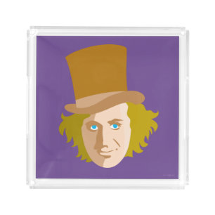 Willy Wonka Stenciled Face Graphic Acrylic Tray
