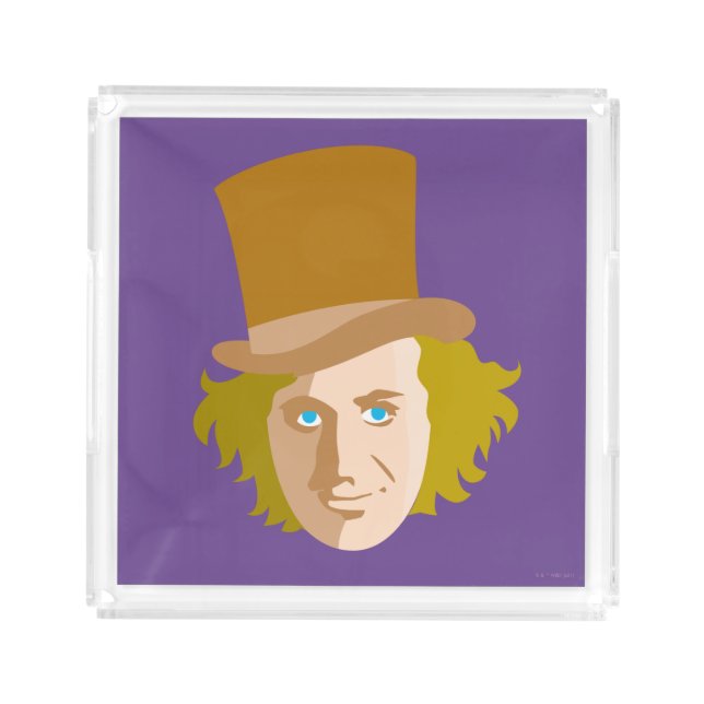 Willy Wonka Stenciled Face Graphic Acrylic Tray (Front)