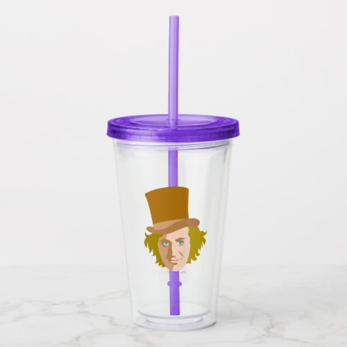 Willy Wonka Stenciled Face Graphic Acrylic Tumbler