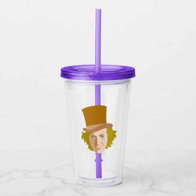 Willy Wonka Stenciled Face Graphic Acrylic Tumbler (Front)