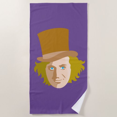 Willy Wonka Stenciled Face Graphic Beach Towel