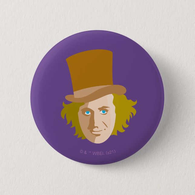 Willy Wonka Stenciled Face Graphic Button (Front)