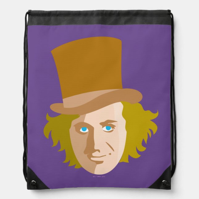 Willy Wonka Stenciled Face Graphic Drawstring Bag (Front)