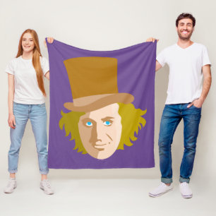 Willy Wonka Stenciled Face Graphic Fleece Blanket
