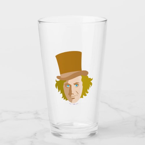 Willy Wonka Stenciled Face Graphic Glass