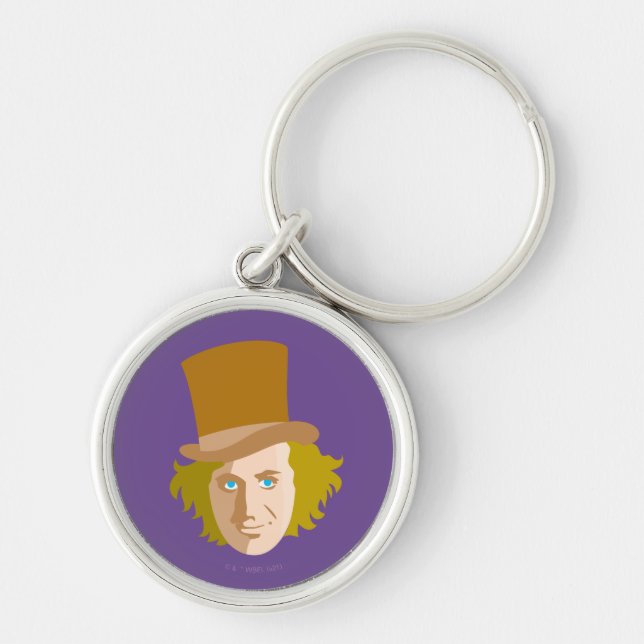Willy Wonka Stenciled Face Graphic Keychain (Front)