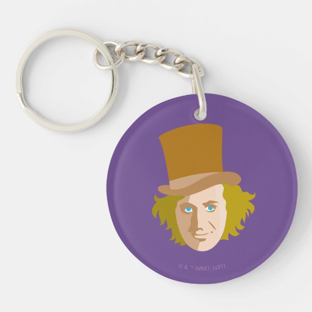 Willy Wonka Stenciled Face Graphic Keychain (Front)