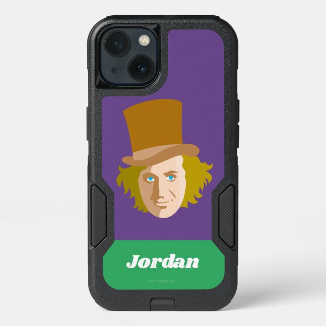 Willy Wonka Stenciled Face Graphic Otterbox iPhone Case (Back)