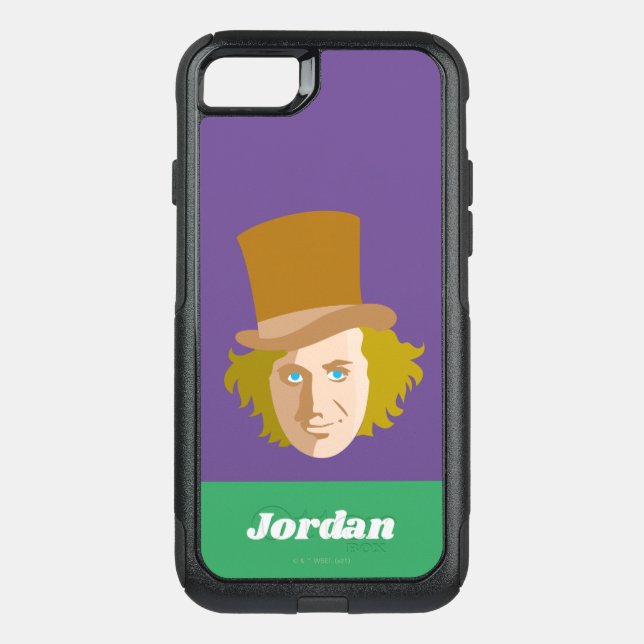 Willy Wonka Stenciled Face Graphic Otterbox iPhone Case (Back)