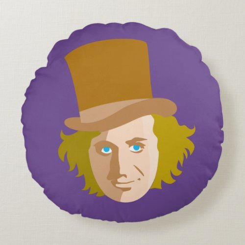 Willy Wonka Stenciled Face Graphic Round Pillow