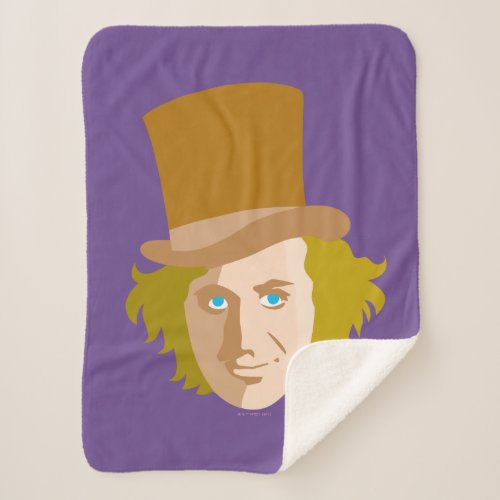 Willy Wonka Stenciled Face Graphic Sherpa Blanket