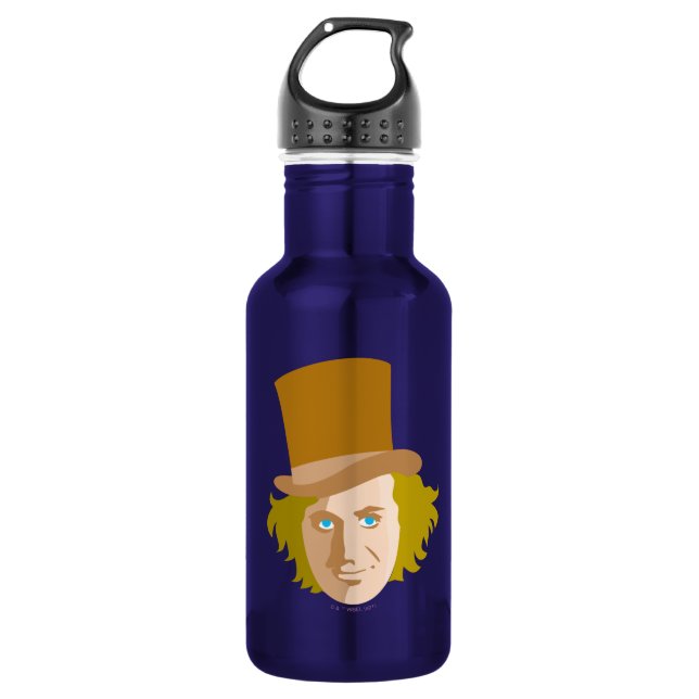 Willy Wonka Stenciled Face Graphic Stainless Steel Water Bottle (Front)