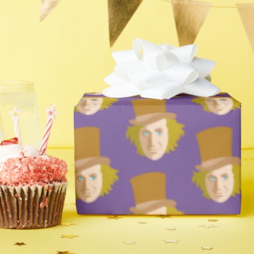 Willy Wonka Stenciled Face Graphic Wrapping Paper
