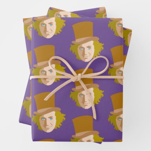 Willy Wonka Stenciled Face Graphic Wrapping Paper Sheets