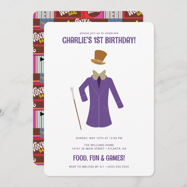 Willy Wonka &amp; the Chocolate Factory Birthday Invit Invitation