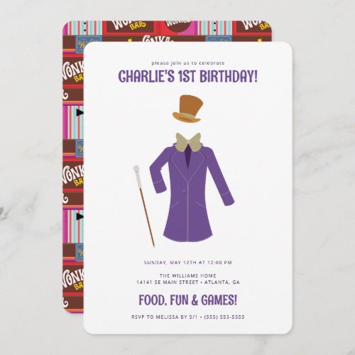 Willy Wonka  the Chocolate Factory Birthday Invitation
