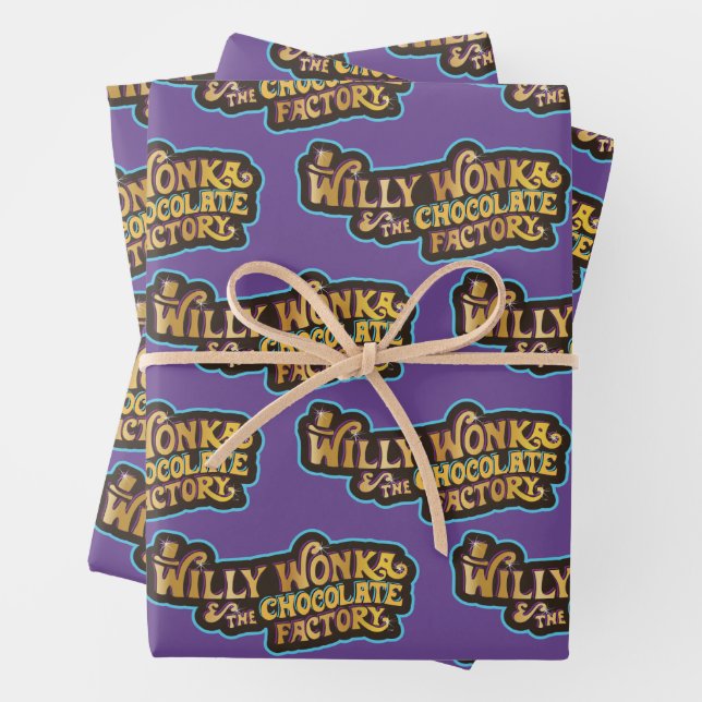 Willy Wonka & the Chocolate Factory Logo Wrapping Paper Sheets (In situ)