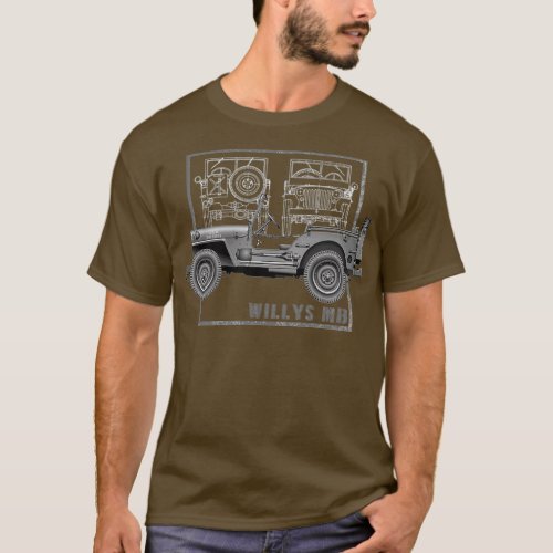 Willys MB Vintage Off Road Vehicle WW2  T_Shirt