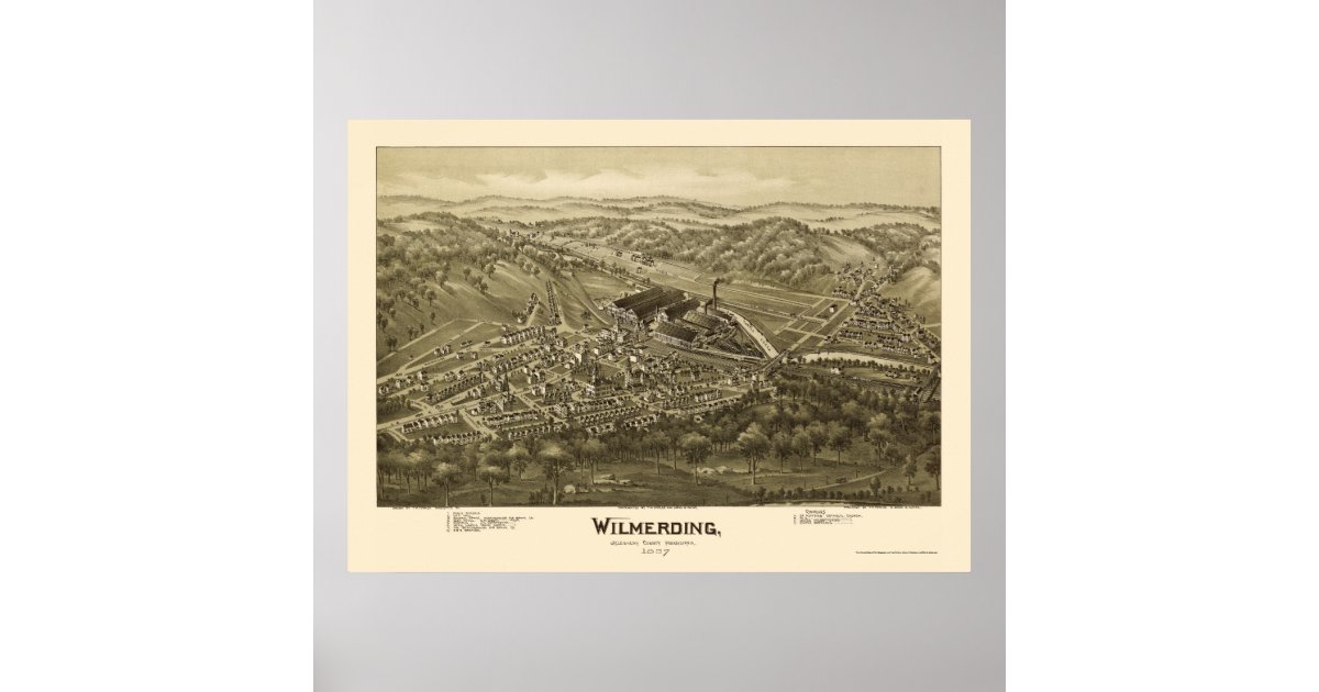 Wilmerding, PA Panoramic Map 1897 Poster Zazzle