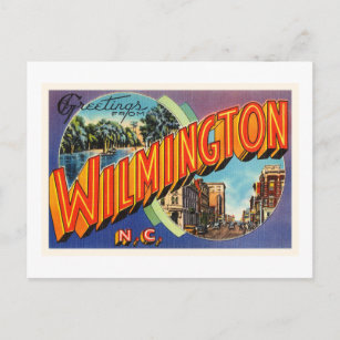 3x5 inch Vintage Greetings from Wilmington Sticker Old Postcard Art Logo nc 