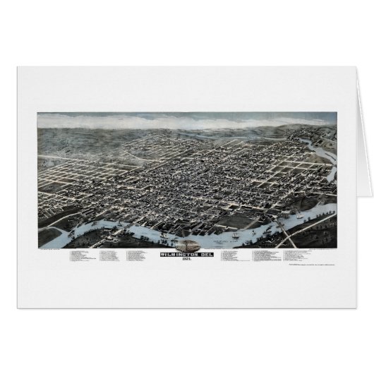 Wilmington, DE Panoramic Map - 1874 Cards (Front Horizontal)