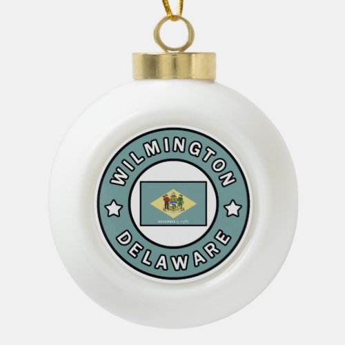 Wilmington Delaware Ceramic Ball Christmas Ornament