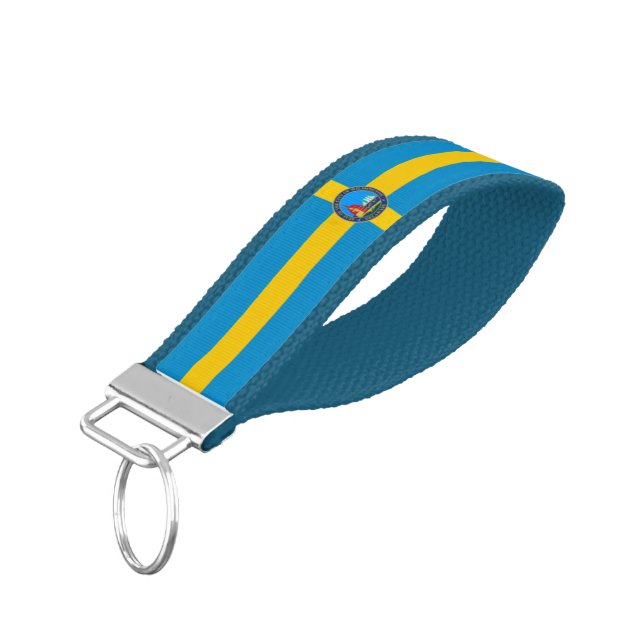 Wilmington (Delaware) City flag Wrist Keychain (Angled Down)