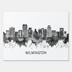 Wilmington Delaware Skyline BW Sign