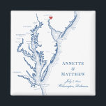 Wilmington Delaware Wedding Favor Magnet<br><div class="desc">Quick and Easy ordering! These Wilmington Delaware map magnets make great Delaware wedding favors to include in your Wilmington destination wedding welcome bags. Move the heart by clicking "Edit Using design tool" under "Personalize". Featuring a map of Chesapeake Bay with Artwork by Coastal Map Designs</div>