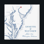 Wilmington Delaware Wedding Favor Magnet<br><div class="desc">Quick and Easy ordering! These Wilmington Delaware map magnets make great Delaware wedding favors to include in your Wilmington destination wedding welcome bags. Move the heart by clicking "Edit Using design tool" under "Personalize". Featuring a map of Chesapeake Bay with Artwork by Coastal Map Designs</div>