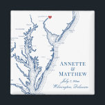 Wilmington Delaware Wedding Favor Magnet<br><div class="desc">Quick and Easy ordering! These Wilmington Delaware map magnets make great Delaware wedding favors to include in your Wilmington destination wedding welcome bags. Move the heart by clicking "Edit Using design tool" under "Personalize". Featuring a map of Chesapeake Bay with Artwork by Coastal Map Designs</div>