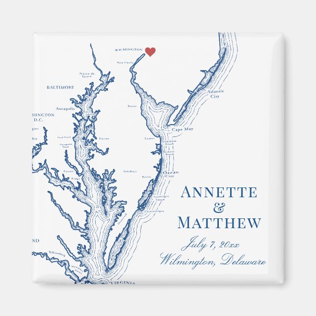 Wilmington Delaware Wedding Favor Magnet (Front)