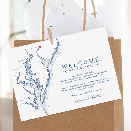 Wilmington Delaware Wedding Welcome and Itinerary Thank You Card