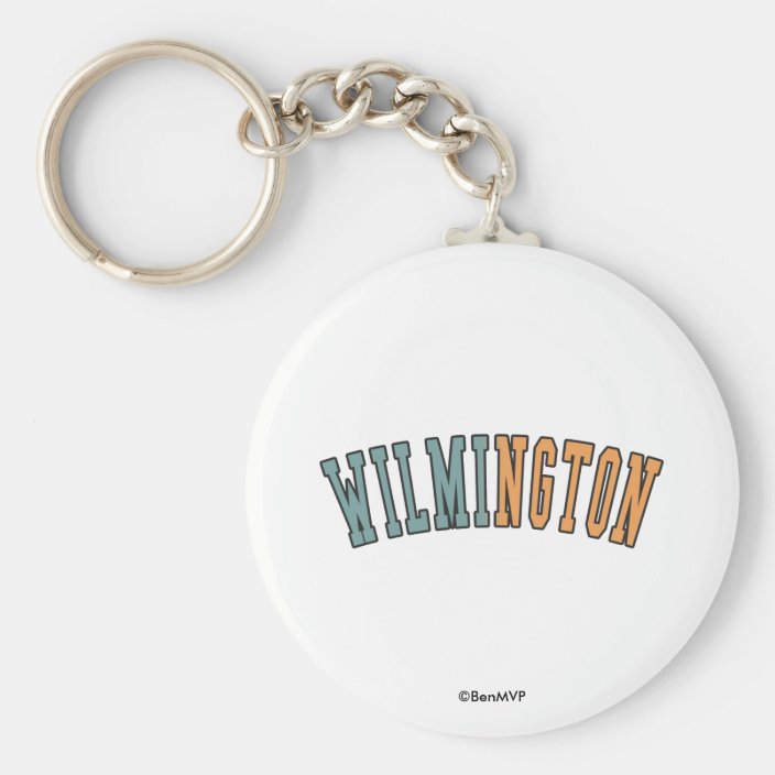 Wilmington in Delaware State Flag Colors Keychain