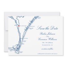 Wilmington NC Map Navy Blue