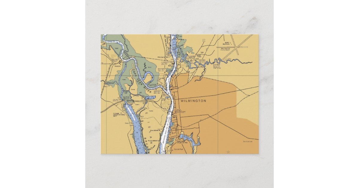 Wilmington, NC Nautical Chart Postcard Zazzle