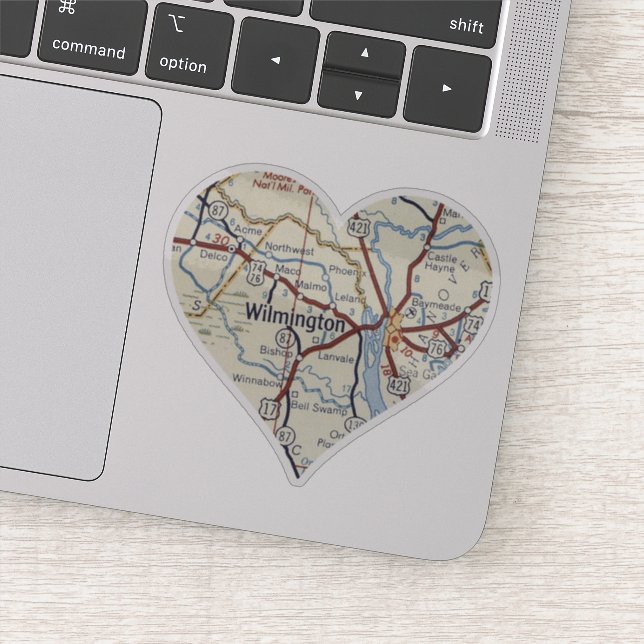 Wilmington NC Vintage Map Sticker (Detail)