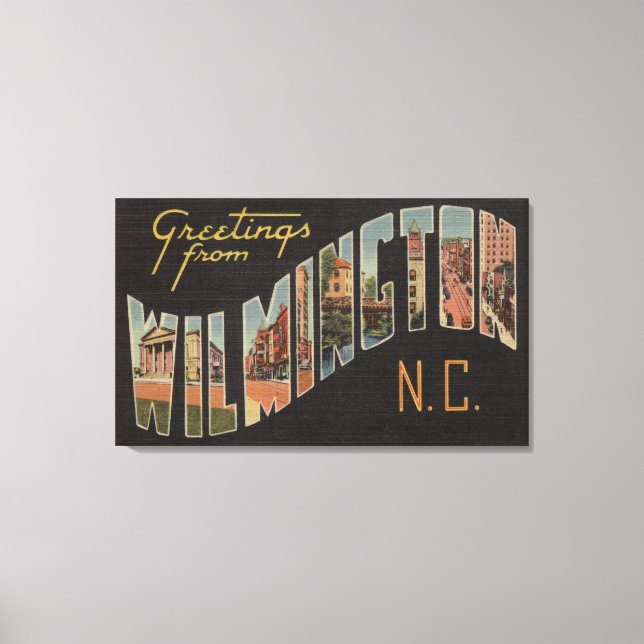 Wilmington, North Carolina - Large Letter Scenes Canvas Print (Front)