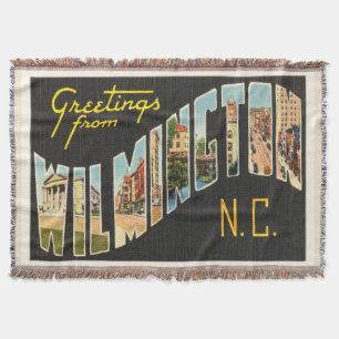 Wilmington North Carolina NC Old Vintage Postcard- Throw Blanket