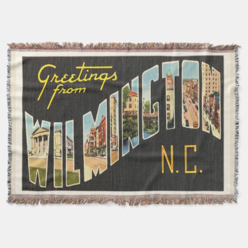 Wilmington North Carolina NC Old Vintage Postcard_ Throw Blanket