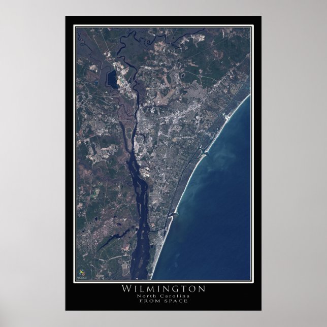 Wilmington North Carolina Satellite Poster Map (Front)