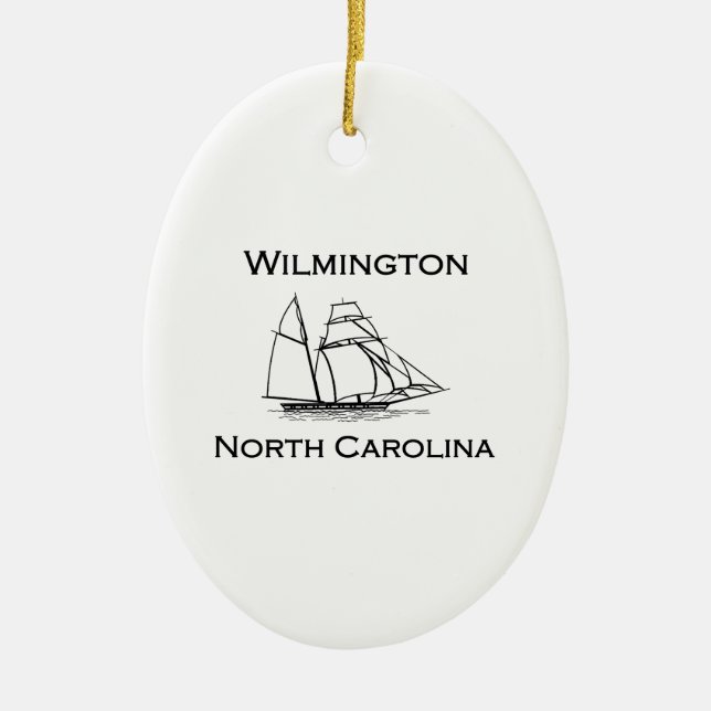 Wilmington North Carolina Tall Ship Ceramic Ornament (Front)
