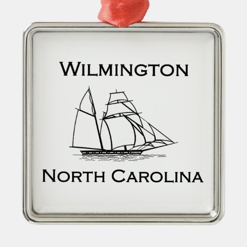Wilmington North Carolina Tall Ship Metal Ornament