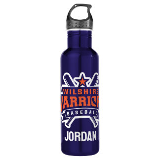 Wilshire Warriors Baseball League White Logo Stainless Steel Water Bottle