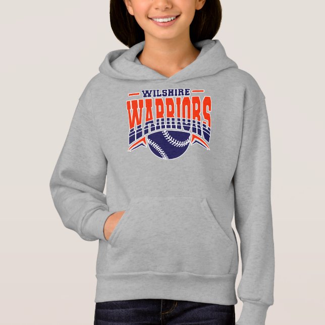 Wilshire Warriors Navy Baseball Logo Hoodie (Front)