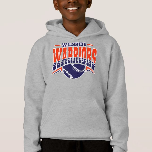 Wilshire Warriors Navy Baseball Logo Hoodie (Front)