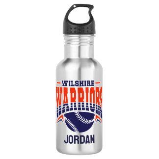 Wilshire Warriors Navy Baseball Logo Stainless Steel Water Bottle