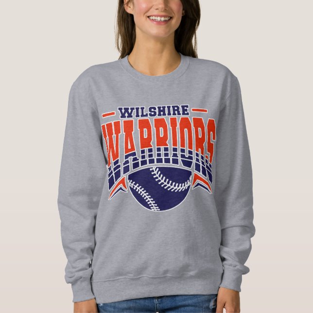 Wilshire Warriors Navy Baseball Logo Sweatshirt (Front)