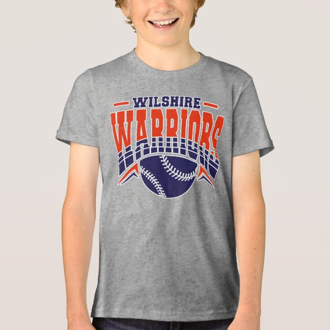 Wilshire Warriors Navy Baseball Logo Tri-Blend Shirt (Front)