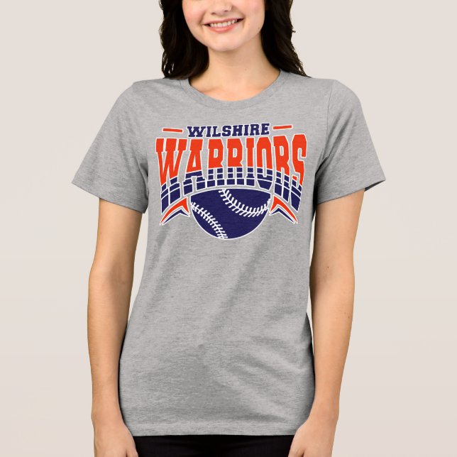 Wilshire Warriors Navy Baseball Logo Tri-Blend Shirt (Front)
